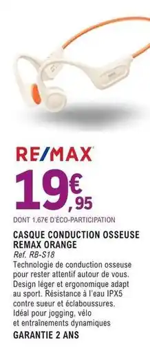 E.Leclerc Orange - casque conduction osseuse remax offre