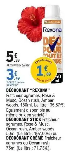 E.Leclerc Rexona - déodorant offre