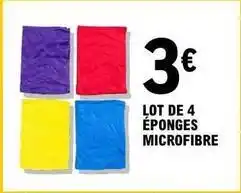 E.Leclerc Lot de 4 éponges microfibre offre