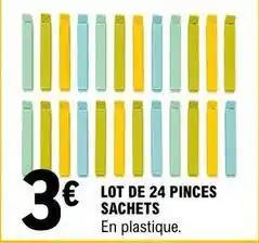 E.Leclerc Lot de 24 pinces sachets offre