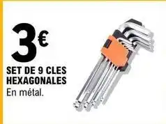 E.Leclerc Set de 9 cles hexagonales offre