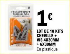E.Leclerc Lot de 10 kits + vis 4x30mm + 6x30mm offre