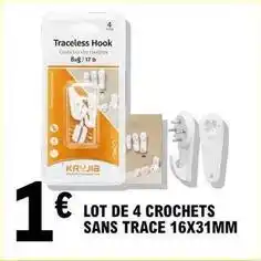 E.Leclerc Lot de 4 crochets sans trace 16x31mm offre