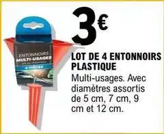 E.Leclerc Lot de 4 entonnoirs plastique offre