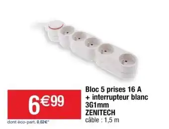 Cora x Carrefour Bloc 5 Prises 16A offre