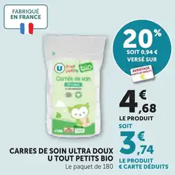 Bi1 U tout petits bio Carrés de soin offre