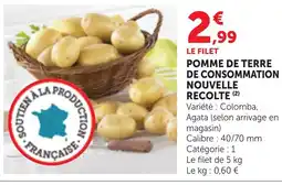 Bi1 LE FILET POMME DE TERRE DE CONSOMMATION NOUVELLE RECOLTE offre