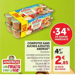 Maximarché ANDROS Compotes sans sucres ajoutés offre