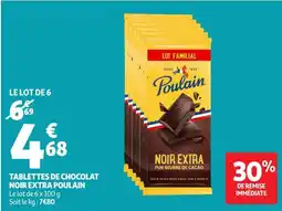 Auchan Supermarché Poulain Tablettes de chocolat noir extra offre