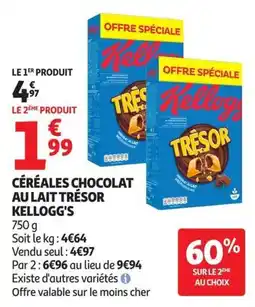 Auchan Supermarché Kellogg's céréales chocolat au lait trésor offre