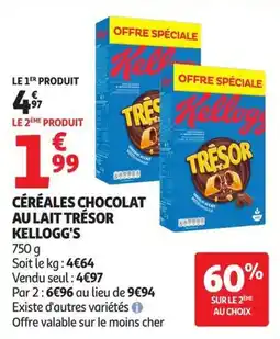Auchan Supermarché Kellogg's Céréales Chocolat au Lait Trésor offre