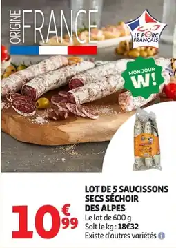 Auchan Supermarché Saucissons secs séchoir des Alpes offre