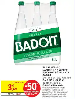 Intermarché BADOIT EAU MINÉRALE NATURELLE GAZEUSE offre