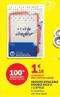 Hyper U U ardoise effaçable double face + 1 stylo offre