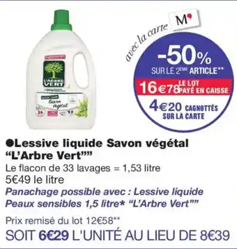 L'Arbre Vert Lessive liquide Savon végétal