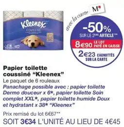 Monoprix Kleenex Papier toilette coussiné offre