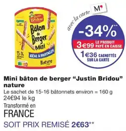 Monoprix Justin Bridou Mini bâton de berger offre