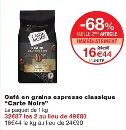 Monoprix Carte Noire Café en grains espresso classique offre