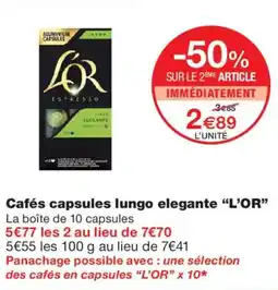 Monoprix L'OR Cafés capsules lungo elegante offre