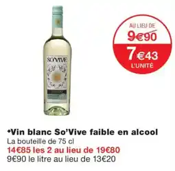 Monoprix So'Vive Vin blanc faible en alcool offre