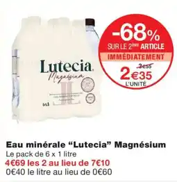 Monoprix Lutecia Eau minérale Magnésium offre