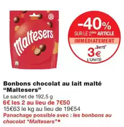 Monoprix Maltesers Bonbons chocolat au lait malté offre