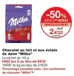 Monoprix Milka Chocolat au lait et aux éclats de daim offre