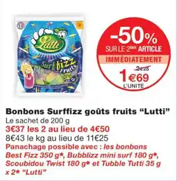 Monoprix Lutti bonbons surfbizz gouts fruits offre