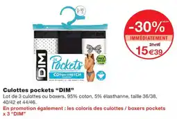 Monoprix DIM Culottes pockets offre