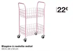 Monoprix Etagère à roulette métal offre