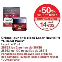 Monoprix L'Oréal Paris Crème jour anti-rides Laser Revitalift offre