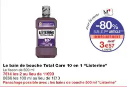Monoprix Listerine bain de bouche Total Care offre