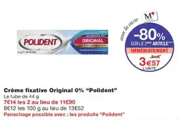 Monoprix Polident Crème fixative Original 0% offre