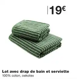 Monoprix Lot avec drap de bain et serviette offre