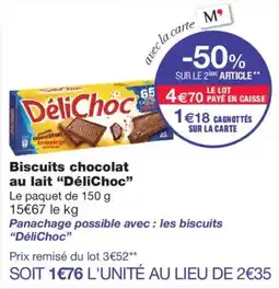 Monoprix DéliChoc Biscuits chocolat au lait offre