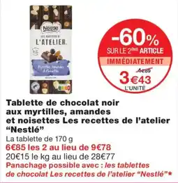 Monoprix Nestlé Tablettes de chocolat offre