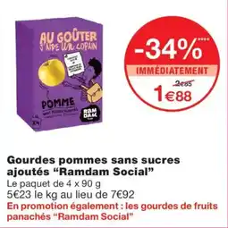 Monoprix Ramdam Social Gourdes pommes sans sucres ajoutés offre