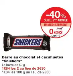 Monoprix SNICKERS Barre au chocolat et cacahuètes offre