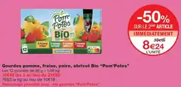 Monoprix Pom'Potes Gourdes pomme, fraise, poire, abricot Bio offre