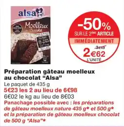 Monoprix Alsa Gâteau moelleux au chocolat offre