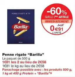 Monoprix Barilla Penne rigate offre