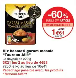 Monoprix Taureau Ailé Riz basmati garam masala offre