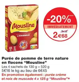 Monoprix Mousline Purée de pomme de terre nature offre