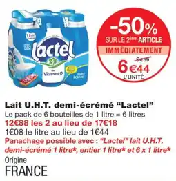 Monoprix Lactel Lait U.H.T. demi-écrémé offre