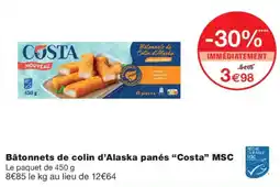 Monoprix Costa Bâtonnets de colin d'Alaska panés offre