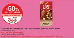 Monoprix CÔTE D'OR Tablette de chocolat au lait aux noisettes entières offre