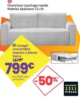 Conforama Darcy Canapé convertible express 3 places offre