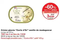 Monoprix Carte d'Or Crème glacée offre