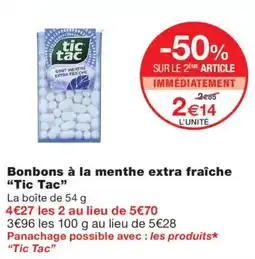 Monoprix Tic Tac Bonbons à la menthe extra fraîche offre