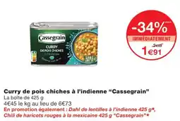 Monoprix Cassegrain Curry de pois chiches à l'indienne offre